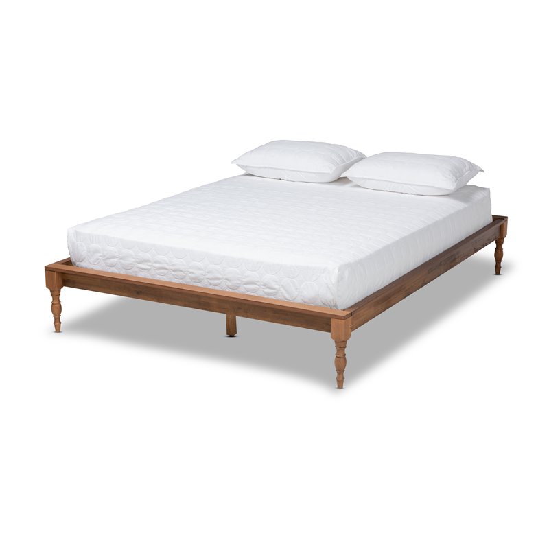 Baxton Studio Romy King Size Ash Brown Finished Wood Bed Frame