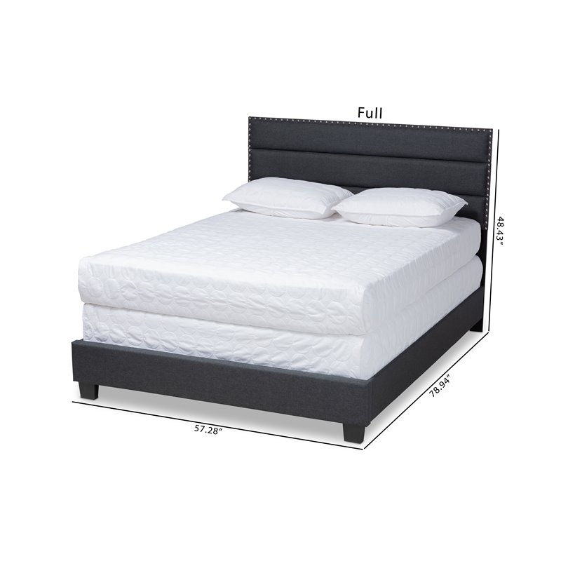 Baxton Studio Ansa Full Size Dark Gray Fabric Upholstered Bed