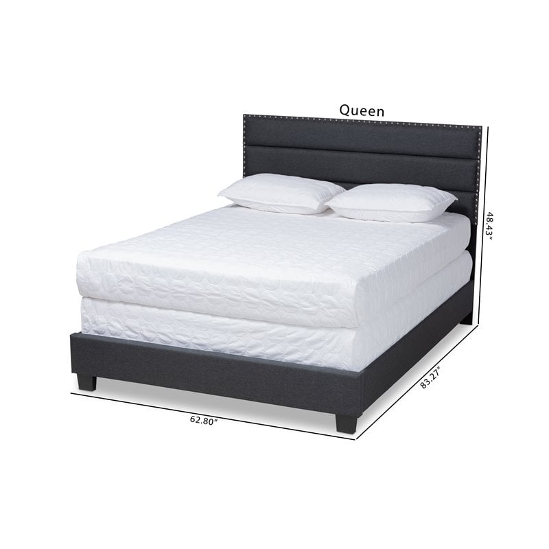 Baxton Studio Ansa King Size Dark Gray Fabric Upholstered Bed
