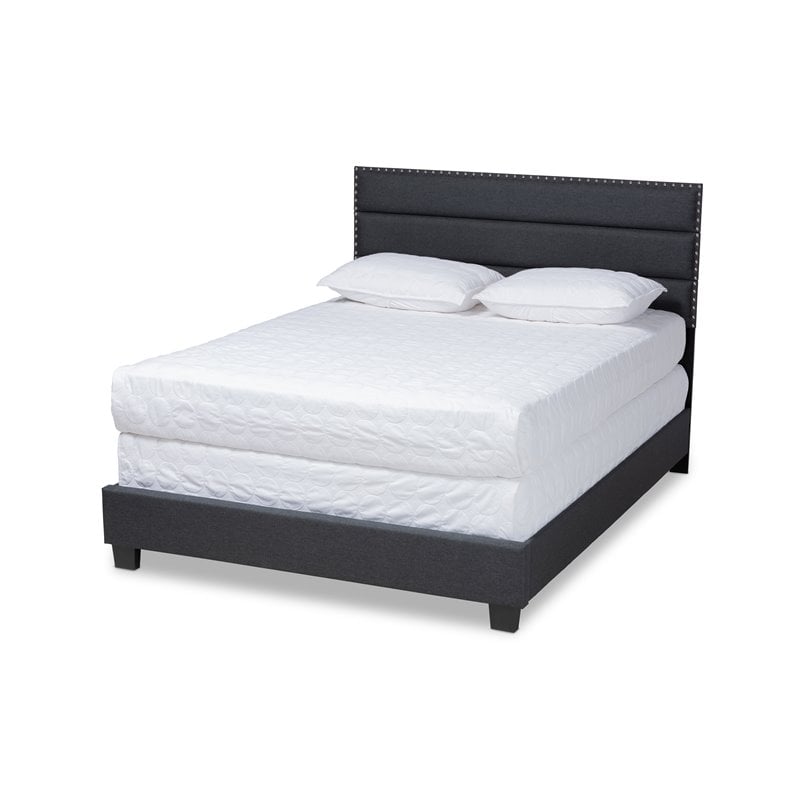 Baxton Studio Ansa King Size Dark Gray Fabric Upholstered Bed