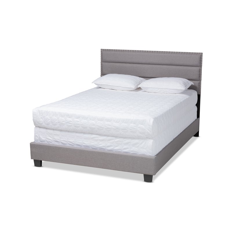 Baxton Studio Ansa Queen Size Gray Fabric Upholstered Bed