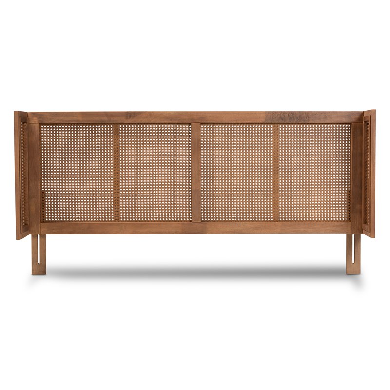 Baxton Studio Rina Queen Size Ash Brown Finished Wood Headboard