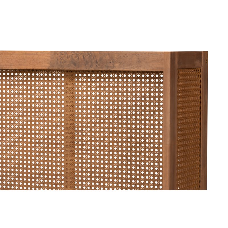 Baxton Studio Rina Queen Size Ash Brown Finished Wood Headboard