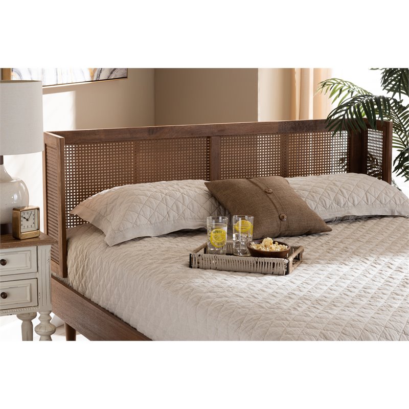 Baxton Studio Rina Queen Size Ash Brown Finished Wood Headboard