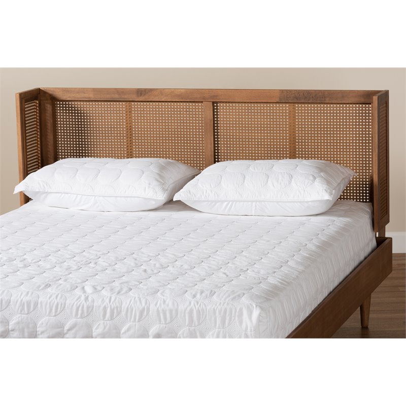 Baxton Studio Rina Queen Size Ash Brown Finished Wood Headboard
