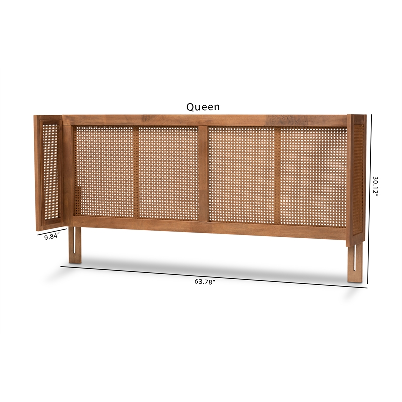 Baxton Studio Rina Queen Size Ash Brown Finished Wood Headboard
