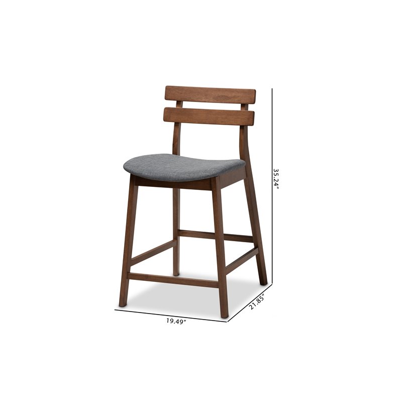 Set of 2 Baxton Studio Larine Dark Gray Upholstered Wood Counter Stools