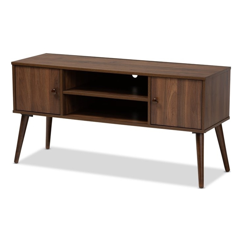 Baxton Studio Alard 2-Door Wood TV Stand in Brown