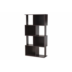 Baxton Studio Riva Dark Brown Finished Geometric Wood Bookshelf