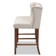 Baxton Studio Alira Beige Upholstered Walnut Finished Bar Stool Bench