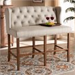 Baxton Studio Alira Beige Upholstered Walnut Finished Bar Stool Bench