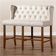Baxton Studio Alira Beige Upholstered Walnut Finished Bar Stool Bench
