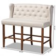 Baxton Studio Alira Beige Upholstered Walnut Finished Bar Stool Bench