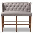 Baxton Studio Alira Grey Upholstered Walnut Finished Bar Stool Bench
