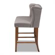 Baxton Studio Alira Grey Upholstered Walnut Finished Bar Stool Bench
