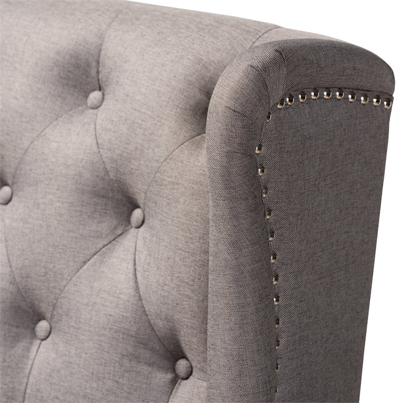 Baxton Studio Alira Grey Upholstered Walnut Finished Bar Stool Bench