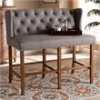 Baxton Studio Alira Grey Upholstered Walnut Finished Bar Stool Bench