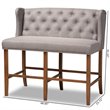 Baxton Studio Alira Grey Upholstered Walnut Finished Bar Stool Bench