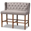 Baxton Studio Alira Grey Upholstered Walnut Finished Bar Stool Bench