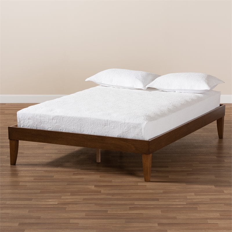 Baxton Studio Lucina Queen Size Walnut Finished Platform Bed Frame