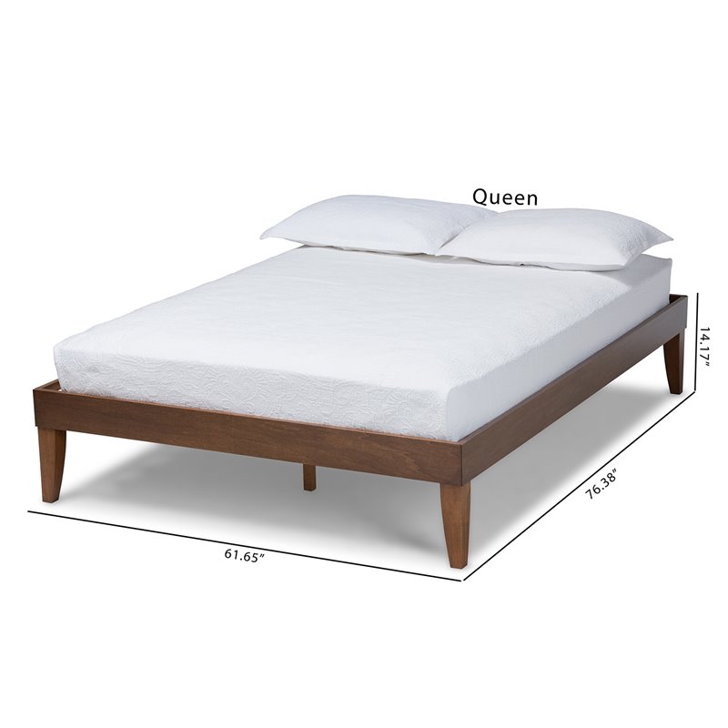 Baxton Studio Lucina Queen Size Walnut Finished Platform Bed Frame