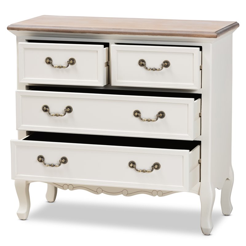 Baxton Studio Amalie White and Oak Finished 4-Drawer Accent Dresser
