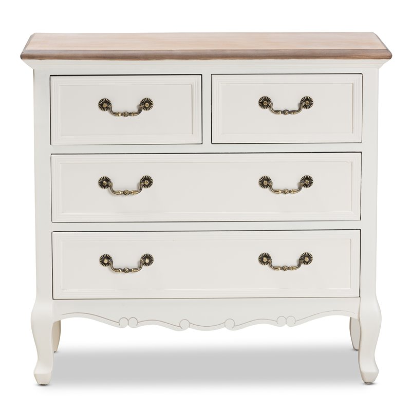 Baxton Studio Amalie White and Oak Finished 4-Drawer Accent Dresser