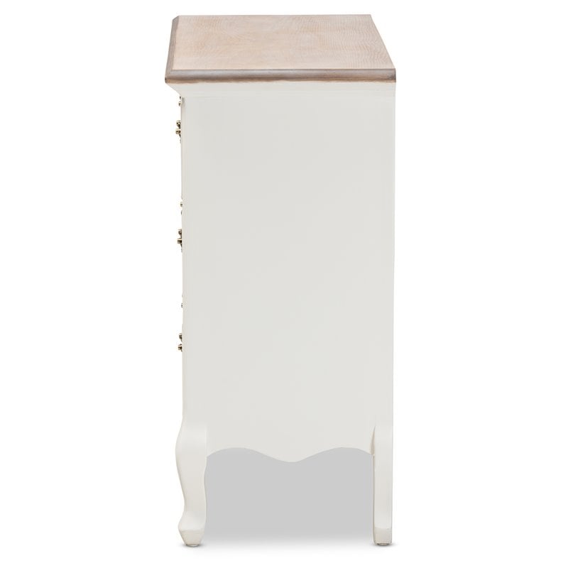 Baxton Studio Amalie White and Oak Finished 4-Drawer Accent Dresser
