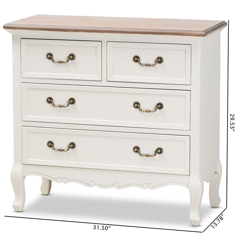 Baxton Studio Amalie White and Oak Finished 4-Drawer Accent Dresser