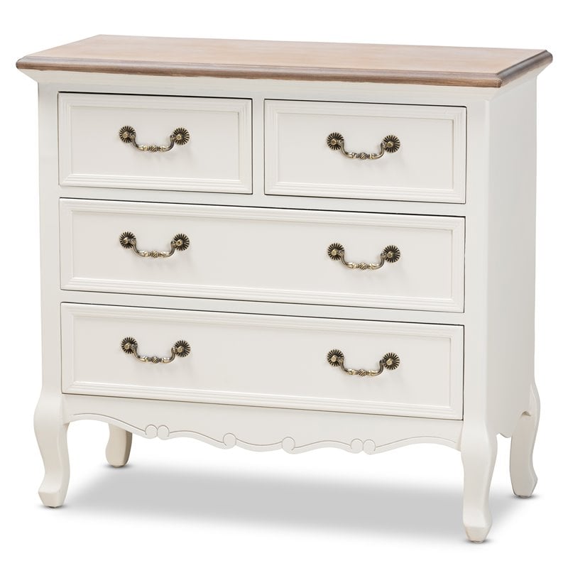 Baxton Studio Amalie White and Oak Finished 4-Drawer Accent Dresser