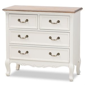Baxton Studio Amalie White and Oak Finished 4-Drawer Accent Dresser