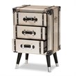 Baxton Studio Dilan Antique Silver Metal Trunk Inspired 3-Drawer End Table