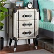 Baxton Studio Dilan Antique Silver Metal Trunk Inspired 3-Drawer End Table