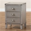 Baxton Studio Claude French Industrial Silver Metal 3-Drawer End Table