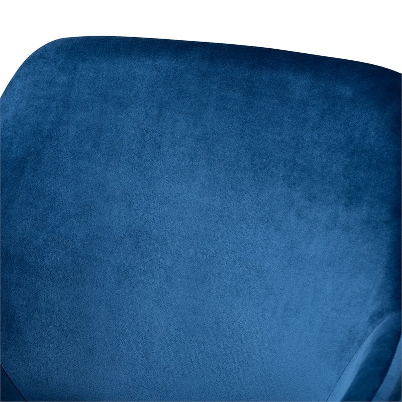Set of 2 Baxton Studio Germaine Navy Blue Velvet Metal Dining Chairs