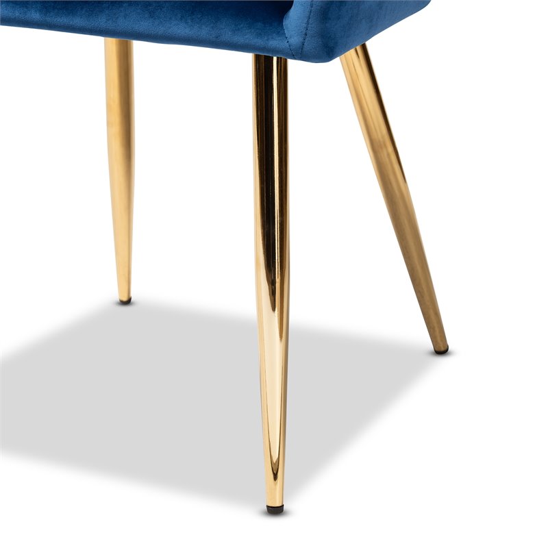 Set of 2 Baxton Studio Germaine Navy Blue Velvet Metal Dining Chairs
