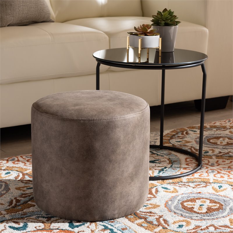 Baxton Studio Kira Black with Grey and Brown 2-Piece Table and Ottoman Set