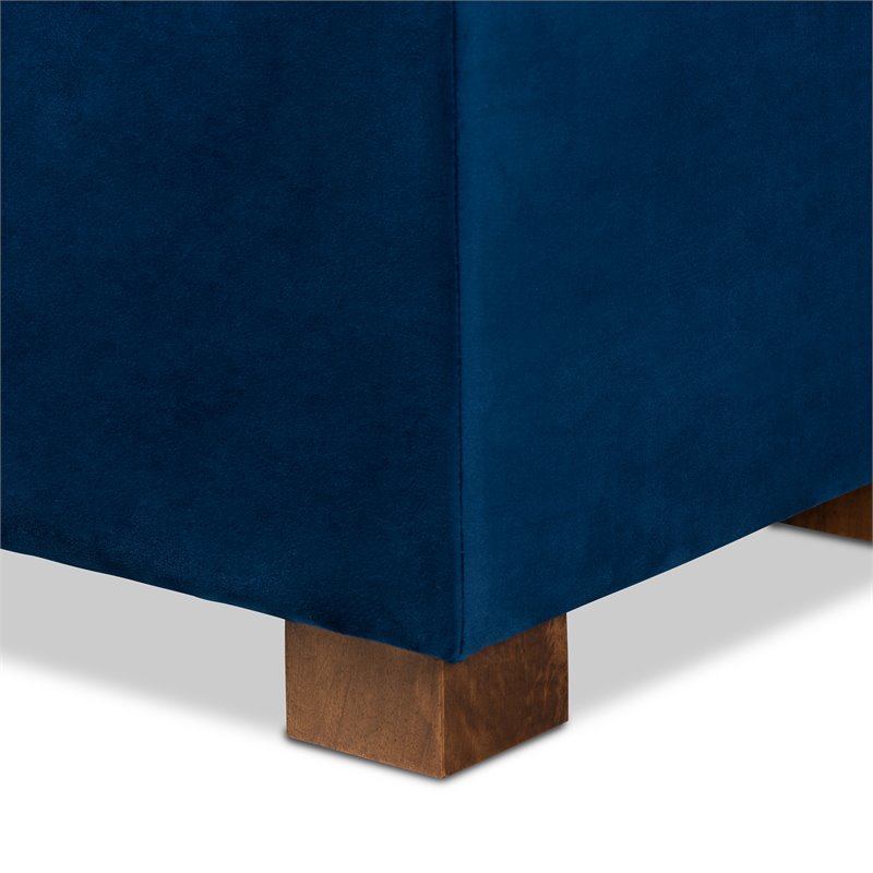 Baxton Studio Roanoke Navy Blue Velvet Upholstered Storage Ottoman Bench