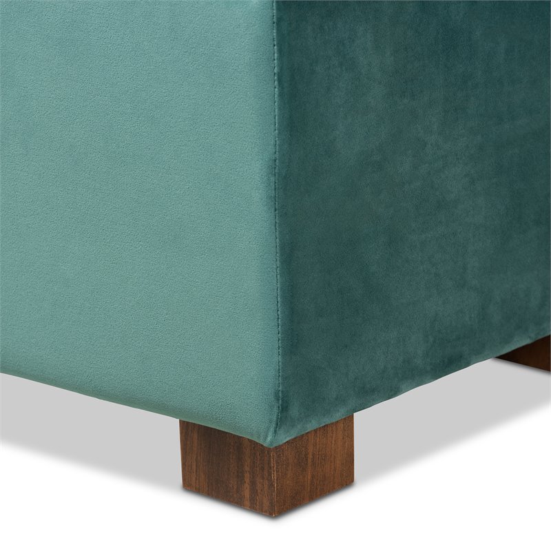 Baxton Studio Roanoke Teal Blue Velvet Upholstered Storage Ottoman Bench
