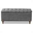 Baxton Studio Kaylee Grey Velvet Upholstered Storage Ottoman Bench