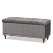 Baxton Studio Kaylee Grey Velvet Upholstered Storage Ottoman Bench