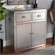 Baxton Studio Serge Silver Metal 2-Door Accent Storage Cabinet