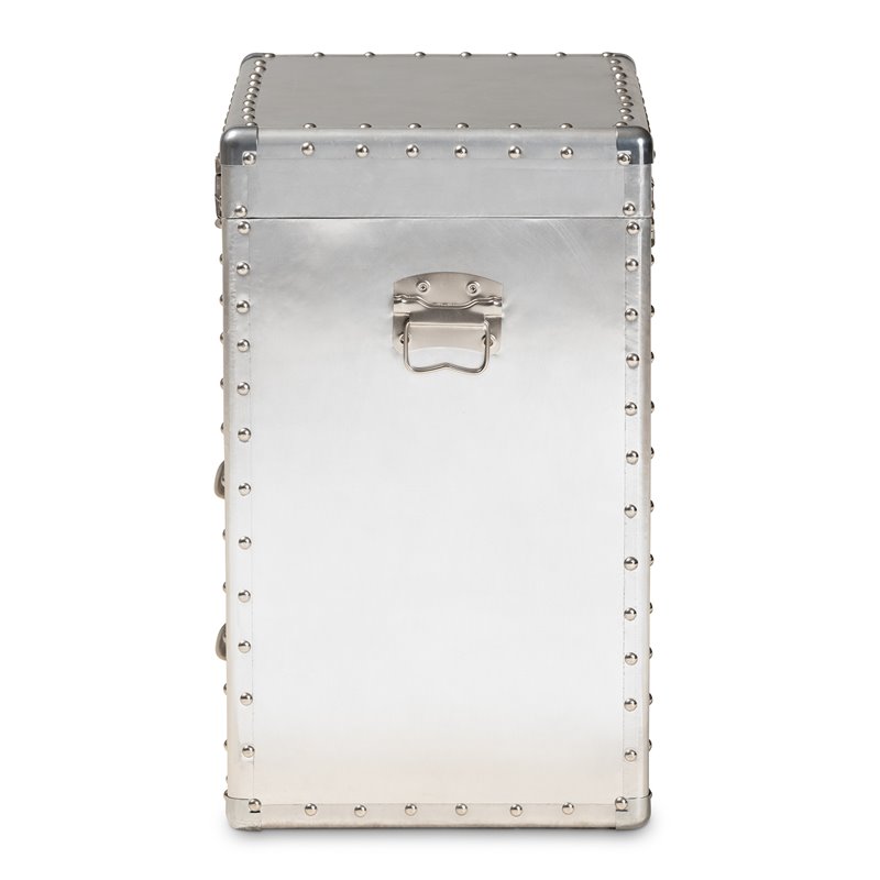 Baxton Studio Serge Silver Metal 2-Drawer Accent Storage Chest