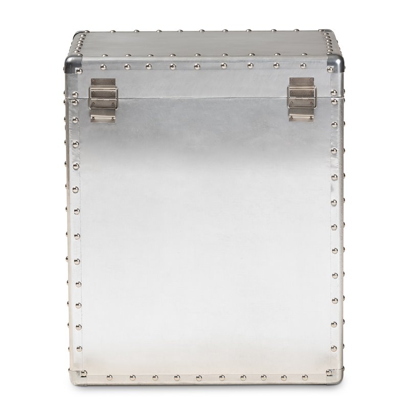Baxton Studio Serge Silver Metal 2-Drawer Accent Storage Chest