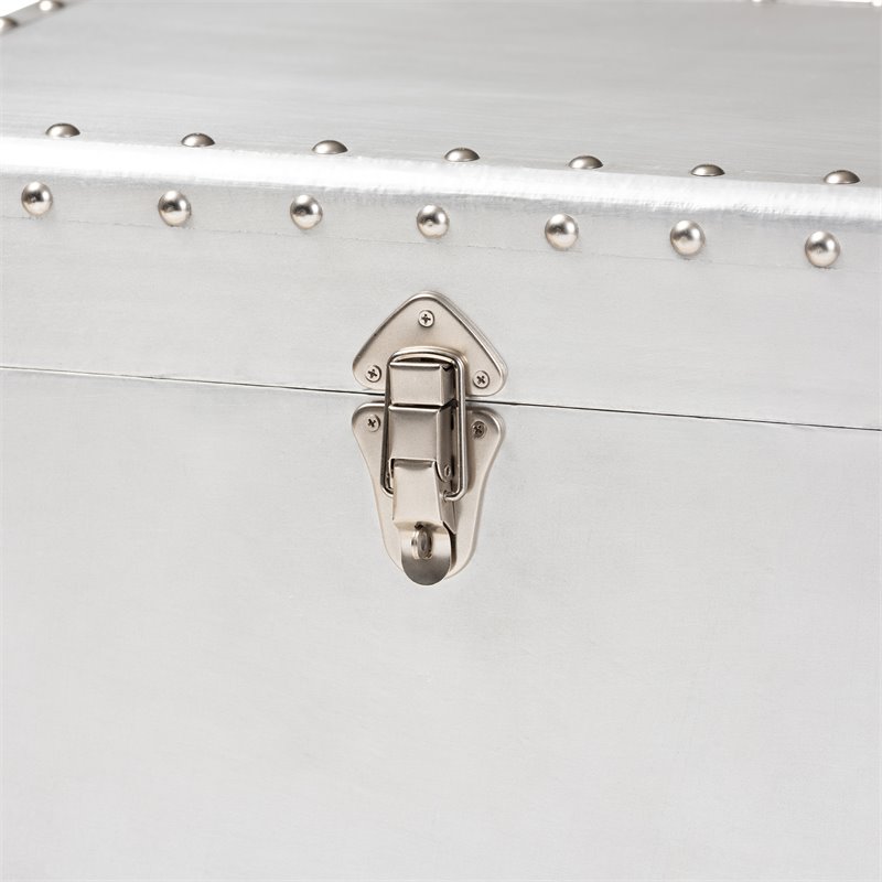 Baxton Studio Serge Silver Metal 2-Drawer Accent Storage Chest