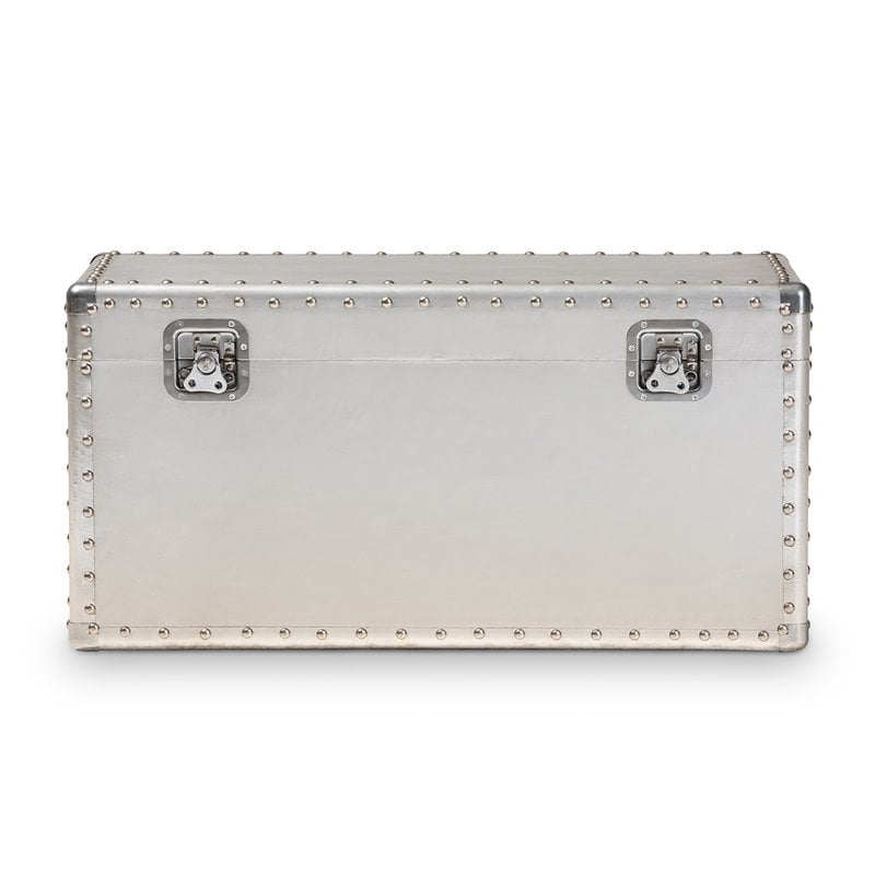 Baxton Studio Serge Silver Metal Storage Trunk