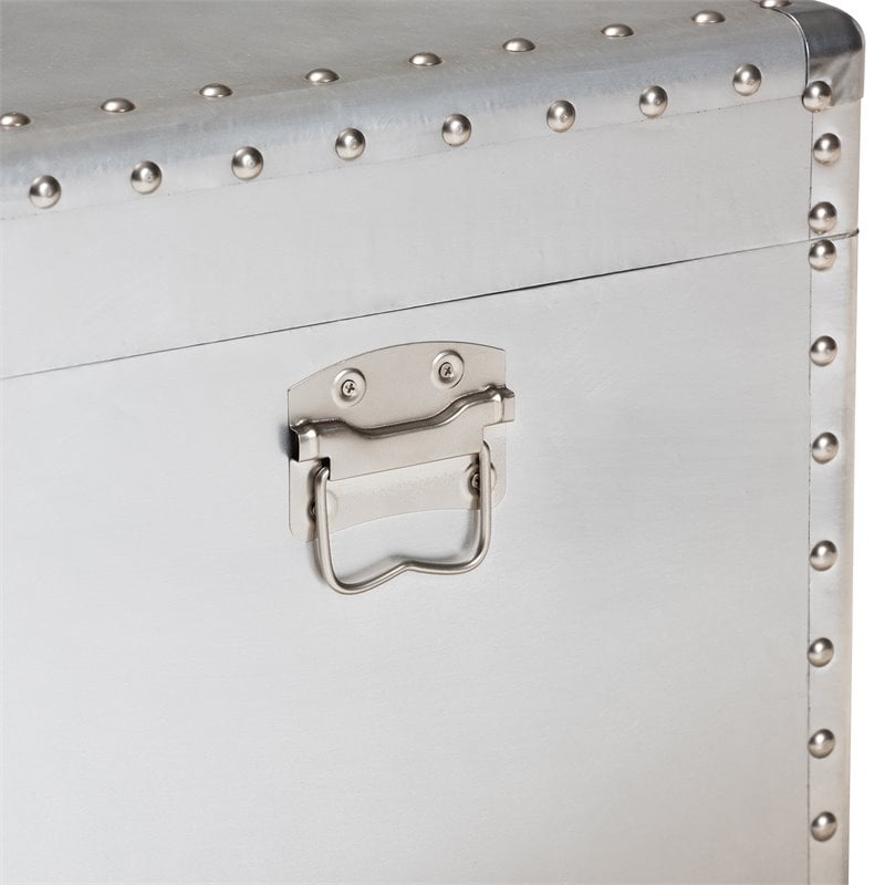 Baxton Studio Serge Silver Metal Storage Trunk