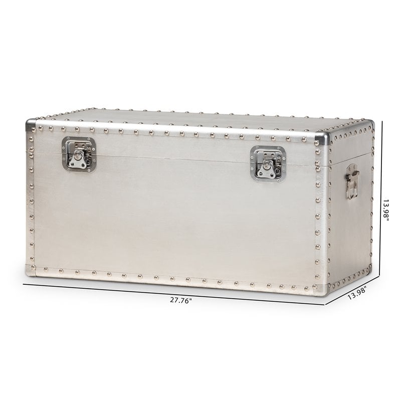 Baxton Studio Serge Silver Metal Storage Trunk