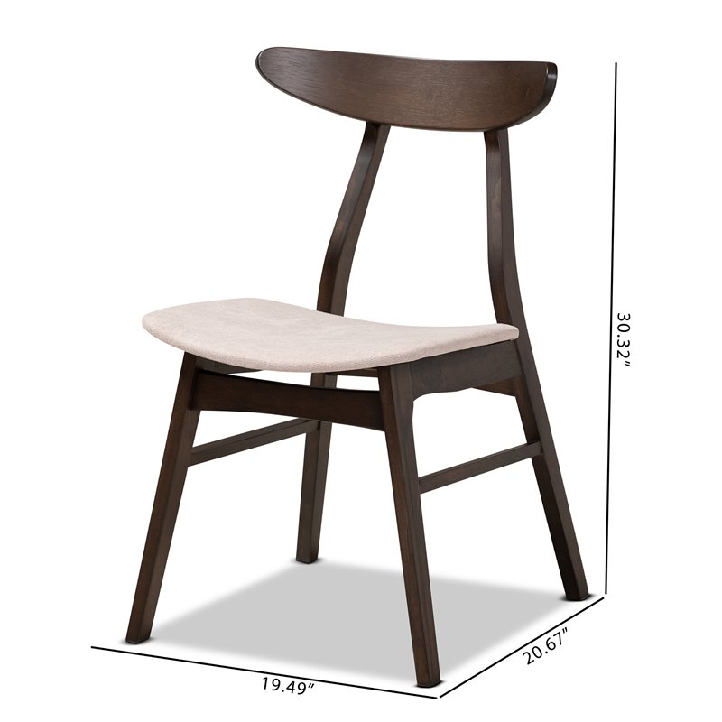 Baxton Studio Britte Dark Oak Wood Dining Chairs in Beige - Set of 4