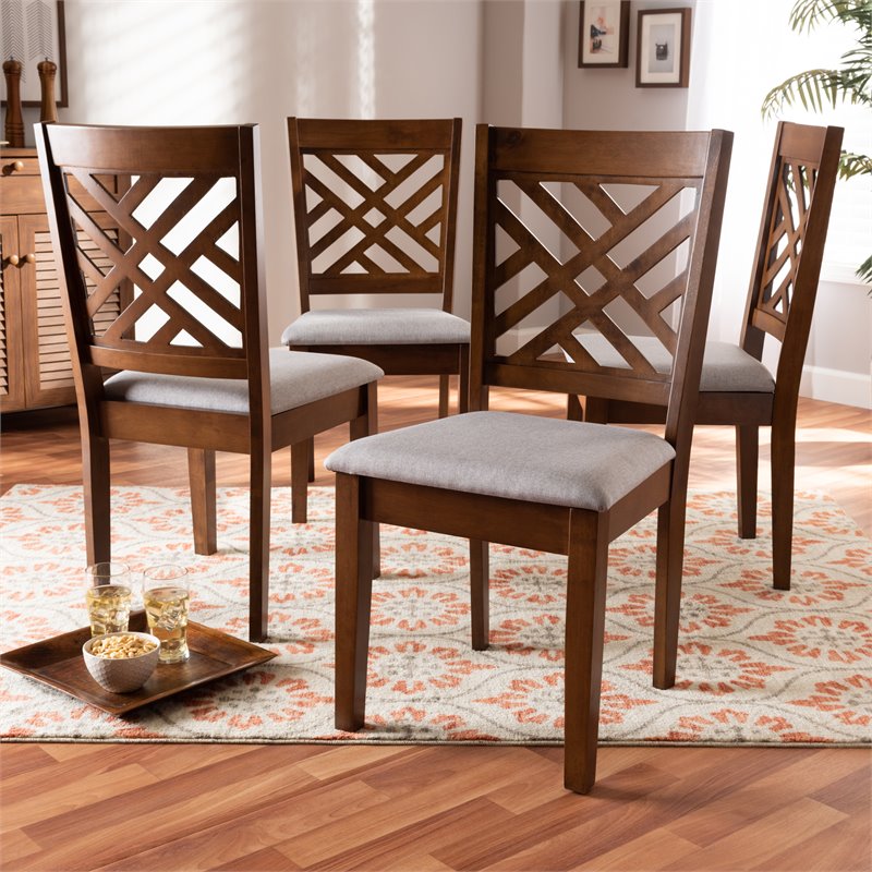 Baxton Studio Caron Wood Dining Chairs in Gray (Set of 4)
